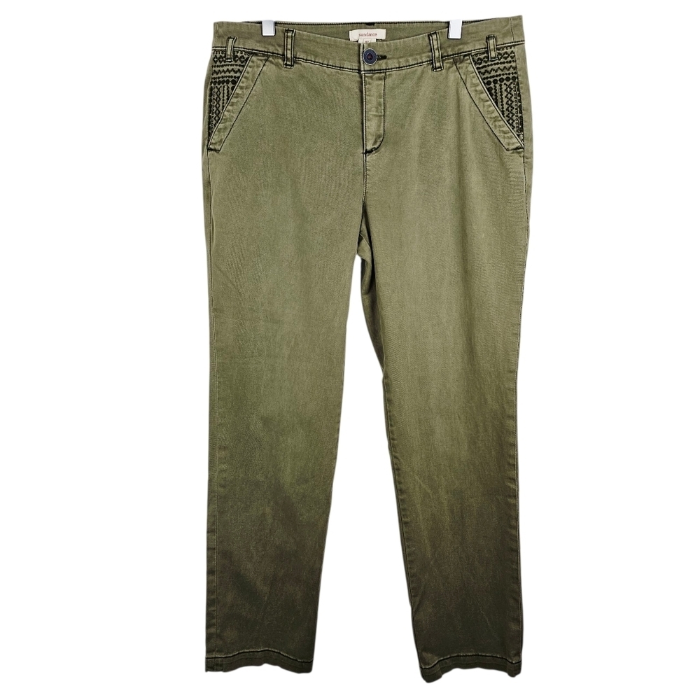 Sundance Olive Green Embroidered Pants